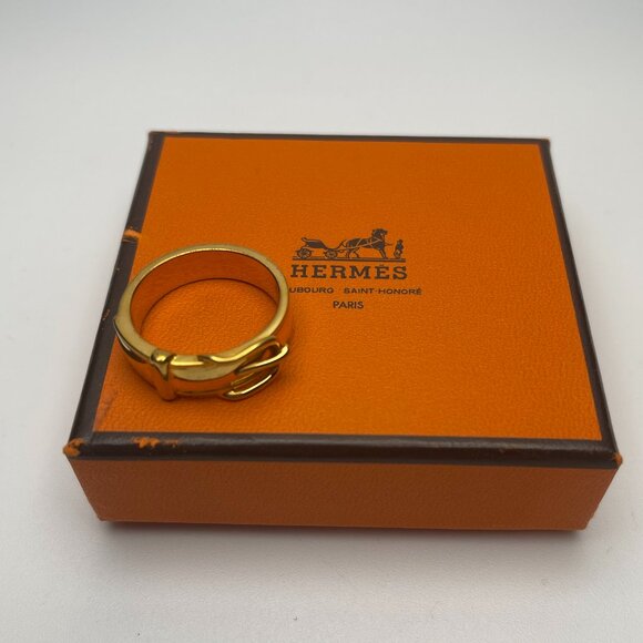 Hermès Gold Plated Buckle Bijouterie Fantaisie Scarf Ring - Preowned - Picture 9 of 9